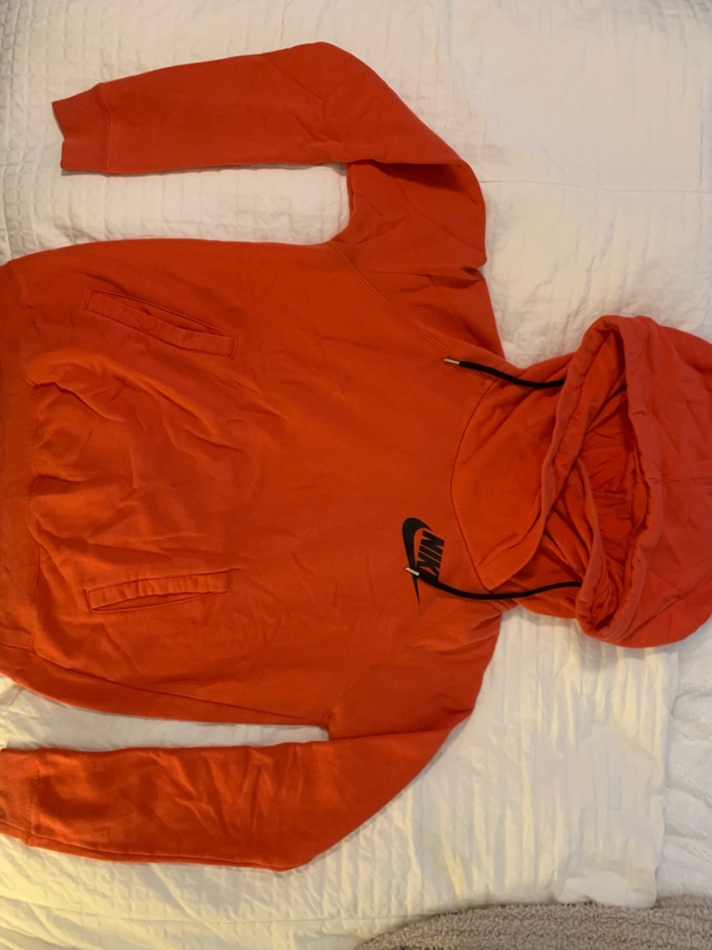Nike Orange Cowlneck Hoodie with Black Swoosh Logo